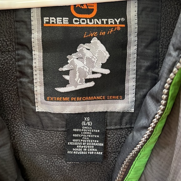 Great Play Jacket{Free Coubtry}Boys Sz XS(5/6) Charcoal Gray/Green Winter Jacket - Picture 6 of 12